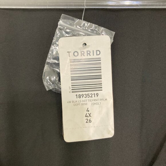 New Torrid Plus Size 4X Black Georgette Tie-Front Blouse Soft Flowy Preppy - Picture 6 of 11